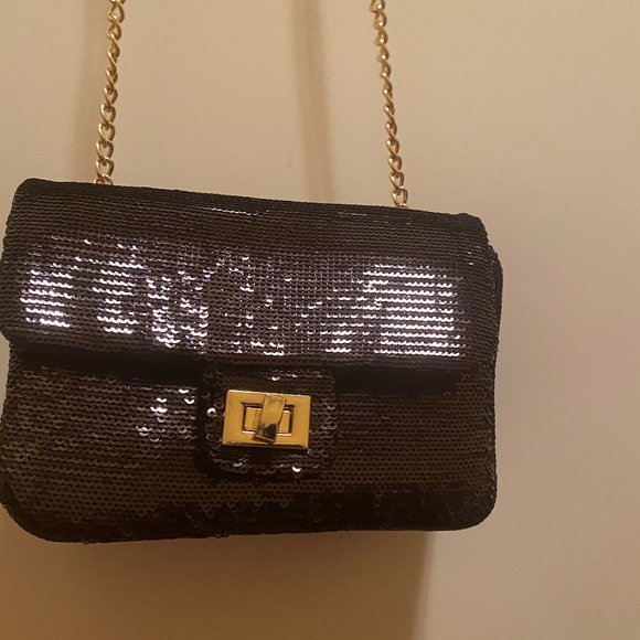 *NEW & NEVER WORN* Black Sparkly Bag - Picture 1 of 5